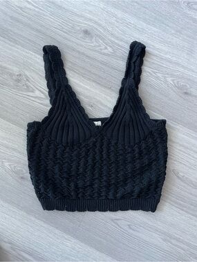 H&M Black Knit Cropped Tank Top